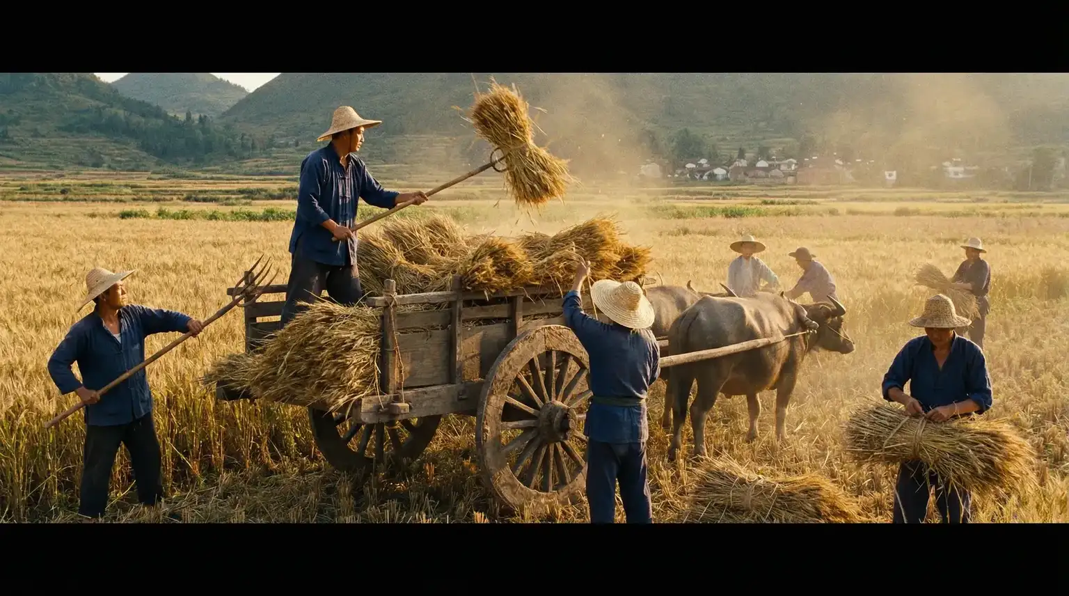 丰收季节农民装车运粮 - jinman 秋收场景